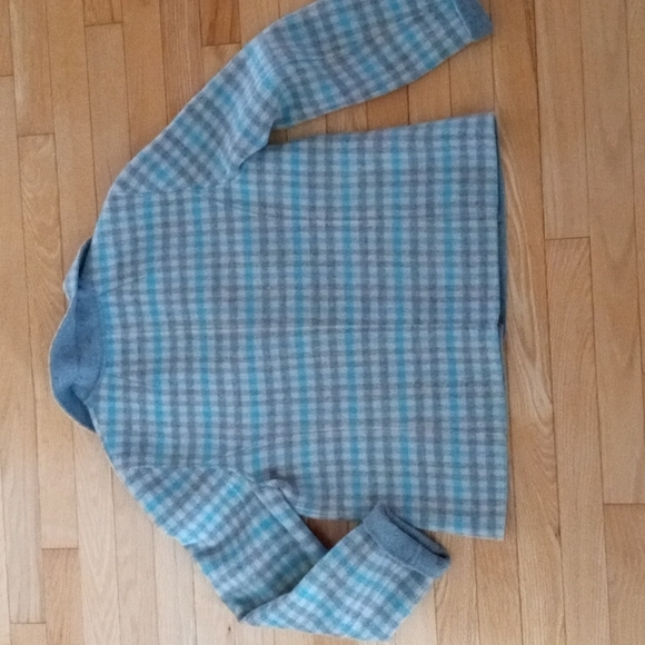 Talbots Double Faced Wool Jacket Gray and Teal Plaid - Picture 4 of 5
